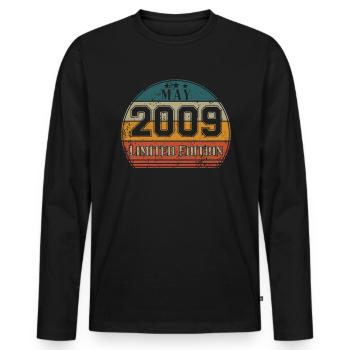 Anniversaire - Edition Limitée Mai 2009 - T-shirt manches longues Premium bio Homme - noir - Devant - Nico (187cm)