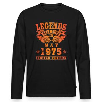 Legends were born in Mai 1975 Geburtstag - Männer Premium Bio Langarmshirt - Schwarz - Vorne - Nico (187cm)