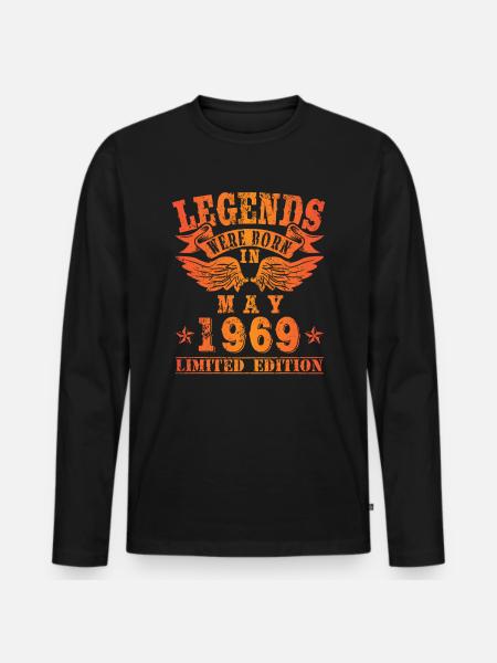 Legends were born in Mai 1969 Geburtstag - Männer Premium Bio Langarmshirt - Schwarz