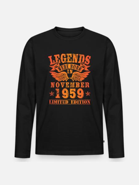Legends were born in November 1959 Geburtstag - Männer Premium Bio Langarmshirt - Schwarz