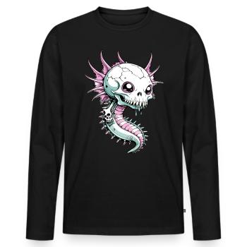 Axolotl Skull // Skull Amphibian FS0026 - Men's Premium Organic Long Sleeve Shirt - black - Front - Nico (187cm)