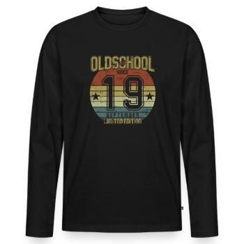 September 2019 - Birthday in September Oldschool - Men's Premium Organic Long Sleeve Shirt - black - Front - Nico (187cm)