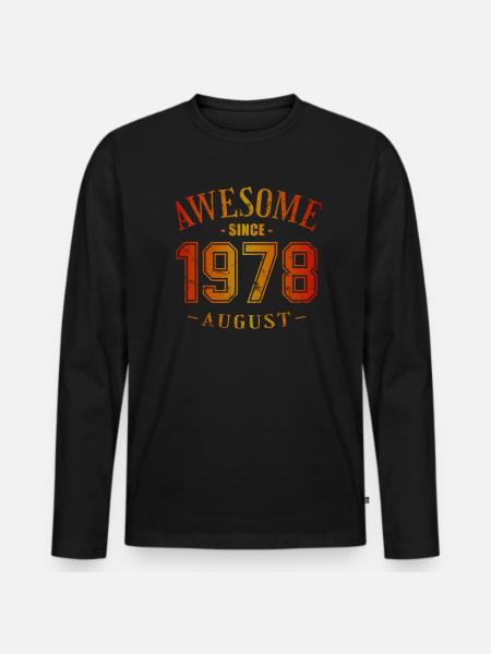 August 1978 - Geburtstag im August Awesome - Männer Premium Bio Langarmshirt - Schwarz