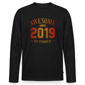 October 2019 - Birthday in October Awesome - Men's Premium Organic Long Sleeve Shirt - black - Front - Nico (187cm)