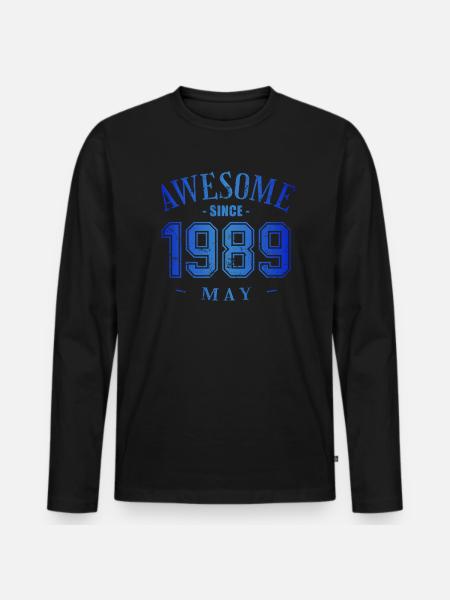 May 1989 - Geburtstag im Mai Awesome - Ekologisk långärmad premium-T-shirt herr - svart