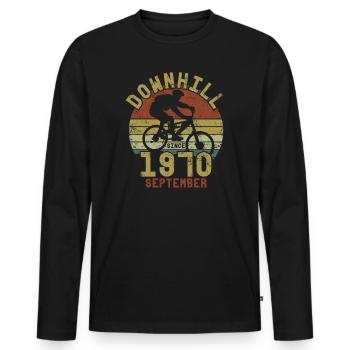 Birthday Downhill Bike Bike September 1970 - Men's Premium Organic Long Sleeve Shirt - black - Front - Nico (187cm)