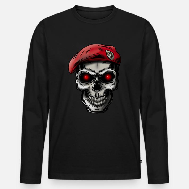 Skull Soldier - Männer Premium Bio Langarmshirt - Schwarz