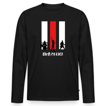 Geboren, um zu rocken - Männer Premium Bio Langarmshirt - Schwarz - Vorne - Nico (187cm)