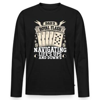 Le Royal Flash de papa naviguant dans les hauts et les bas de Lief - T-shirt manches longues Premium bio Homme - noir - Devant - Nico (187cm)