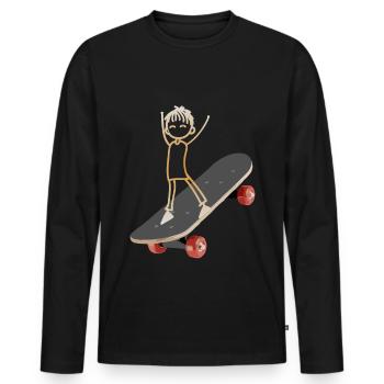 Skateur skateboard - T-shirt manches longues Premium bio Homme - noir - Devant - Nico (187cm)