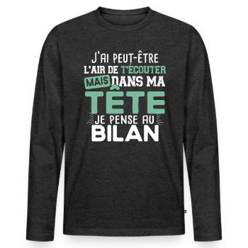 Comptable Comptabilité Bilan Métier Calcul Humour - T-shirt manches longues Premium bio Homme - anthracite chiné - Devant - Nico (187cm)