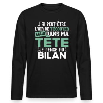 Comptable Comptabilité Bilan Métier Calcul Humour - T-shirt manches longues Premium bio Homme - noir - Devant - Nico (187cm)