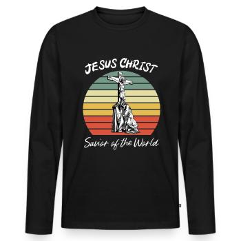 Marie mère de jésus, vierge marie, orthodoxe - T-shirt manches longues Premium bio Homme - noir - Devant - Nico (187cm)