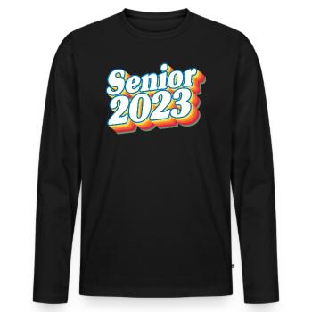 Cadeau de fête de remise des diplômes rétro de la classe senior de 2023 - T-shirt manches longues Premium bio Homme - noir - Devant - Nico (187cm)