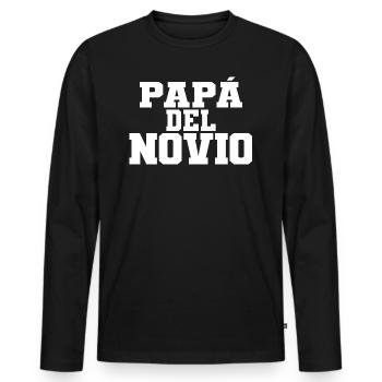 Papa del Novio Groom's Father Wedding Gift - Men's Premium Organic Long Sleeve Shirt - black - Front - Nico (187cm)