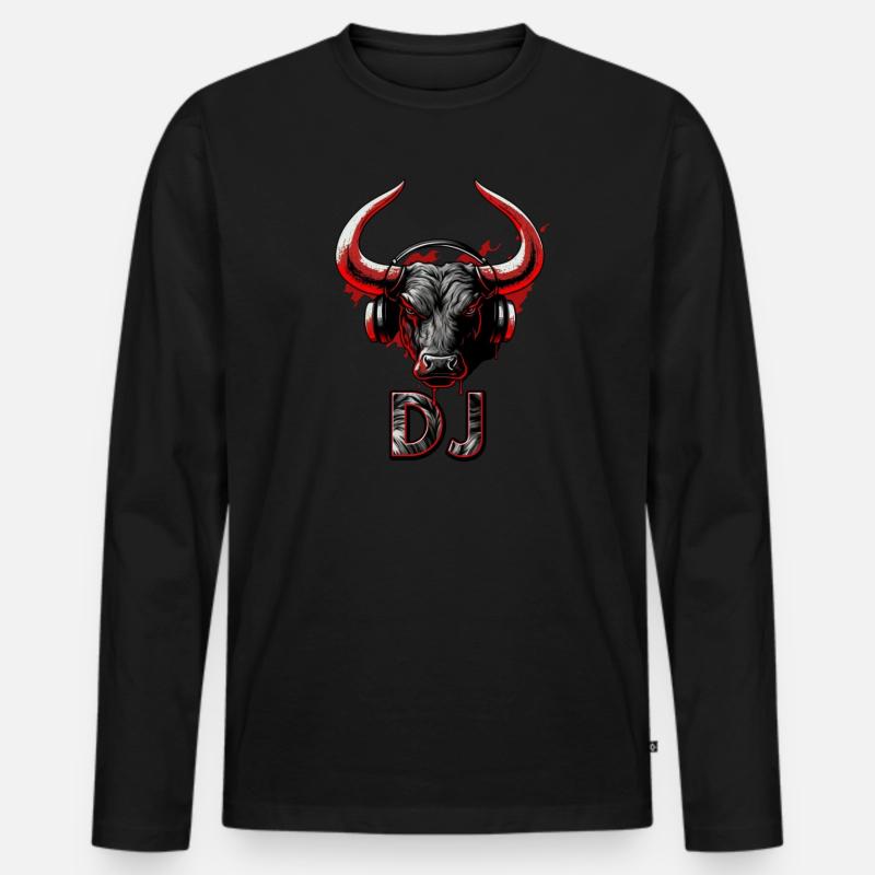 Bull DJ - Männer Premium Bio Langarmshirt - Schwarz