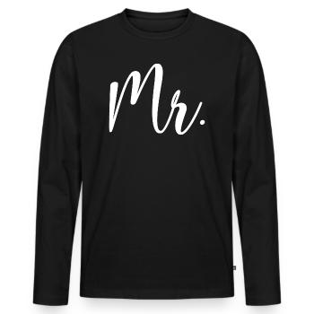 Mr. Matching Couple Engagement Wedding Honeymoon - Men's Premium Organic Long Sleeve Shirt - black - Front - Nico (187cm)