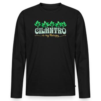 Coriandre Est Ma Thérapie J'aime La Coriandre - T-shirt manches longues Premium bio Homme - noir - Devant - Nico (187cm)