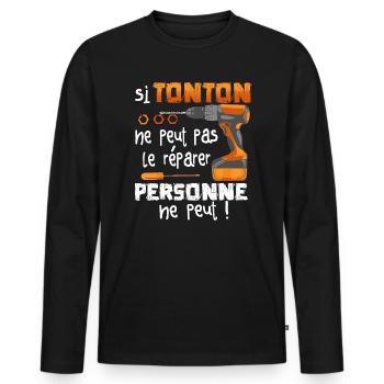 Si TONTON Ne Peut Pas Le Réparer Personne Ne Peut - T-shirt manches longues Premium bio Homme - noir - Devant - Nico (187cm)