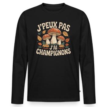 J'Peux Pas Champignons - T-shirt manches longues Premium bio Homme - noir - Devant - Nico (187cm)