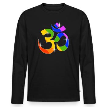 LGBT Om Shanti Gay Pride Spirituell Regenbogen - Männer Premium Bio Langarmshirt - Schwarz - Vorne - Nico (187cm)