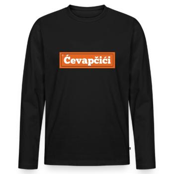 Spécialités de grillades balkaniques Cevapcici - T-shirt manches longues Premium bio Homme - noir - Devant - Nico (187cm)