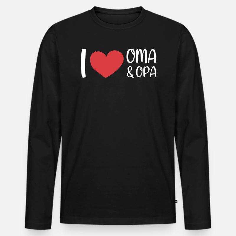I Love Oma & Opa - Männer Premium Bio Langarmshirt - Schwarz