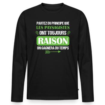 Paysagiste - Homme - Meilleur - Raison - Cadeau - T-shirt manches longues Premium bio Homme - noir - Devant - Nico (187cm)