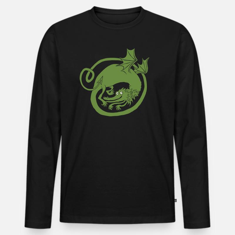 Drache (hellgrün) - Männer Premium Bio Langarmshirt - Schwarz