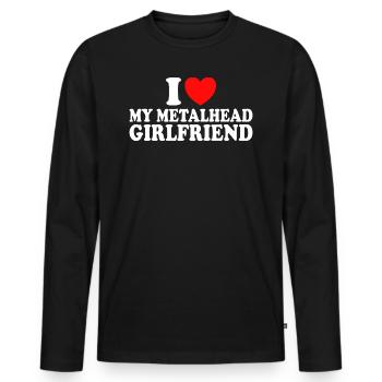 Ich liebe Metal Ich liebe meine Metal-Freundin - Männer Premium Bio Langarmshirt - Schwarz - Vorne - Nico (187cm)
