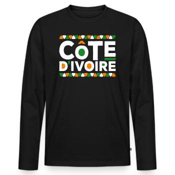 Ivoirien Drapeau Côte D'Ivoire - T-shirt manches longues Premium bio Homme - noir - Devant - Nico (187cm)