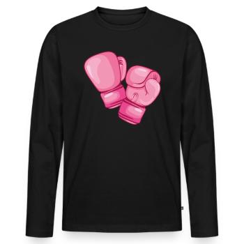 Boxe Combat de poing rose boxe punch cadeau - T-shirt manches longues Premium bio Homme - noir - Devant - Nico (187cm)