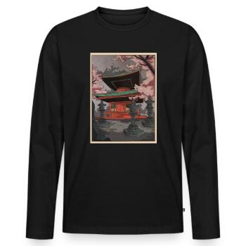 Japan Cherry Blossom Bonsai Anime Japanese Gift - Men's Premium Organic Long Sleeve Shirt - black - Front - Nico (187cm)