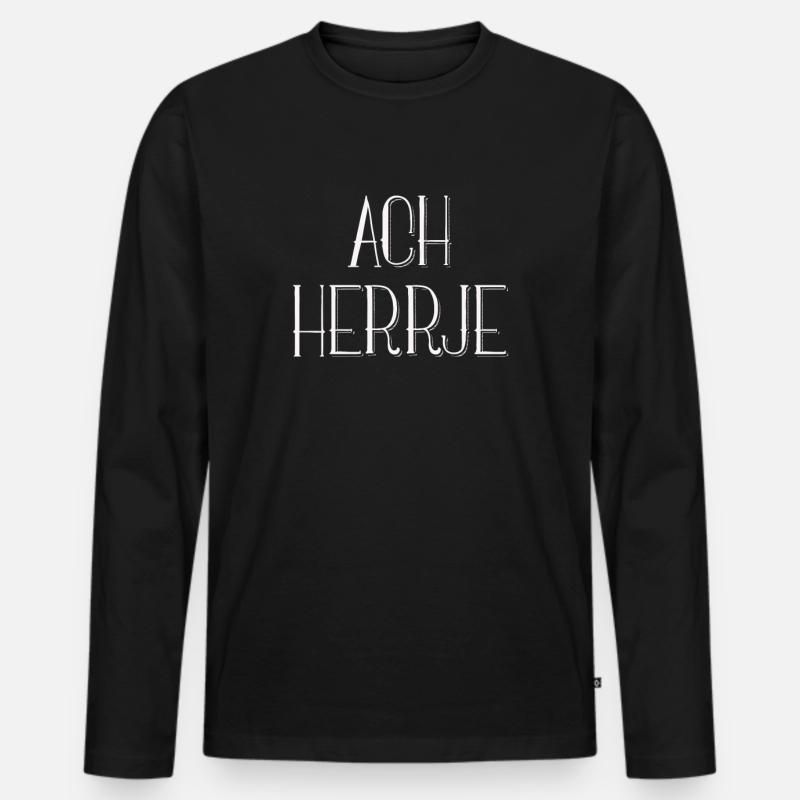 Ach Herrje - Männer Premium Bio Langarmshirt - Schwarz