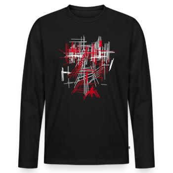 abstract - Men's Premium Organic Long Sleeve Shirt - black - Front - Nico (187cm)