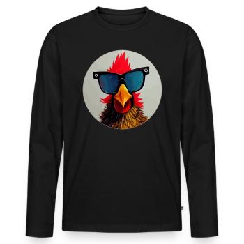 Chicken with sunglasses - Men's Premium Organic Long Sleeve Shirt - black - Front - Nico (187cm)