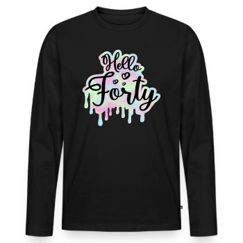 Célébrer 40ème Anniversaire Femme 40 Ans Tie Dye - T-shirt manches longues Premium bio Homme - noir - Devant - Nico (187cm)