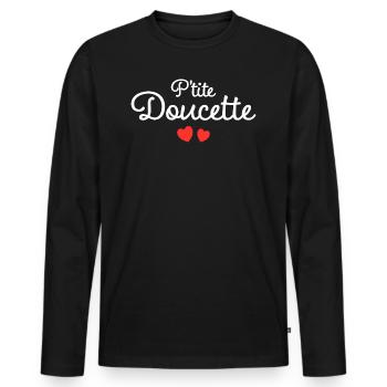Petite Doucette Humour Surnom Affectueux Femme - T-shirt manches longues Premium bio Homme - noir - Devant - Nico (187cm)