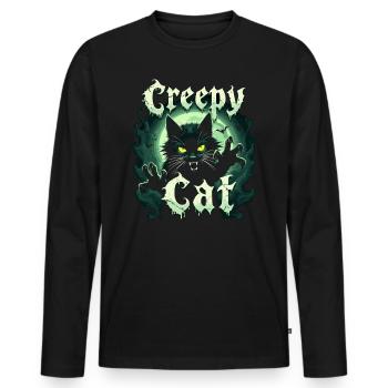 Chat effrayant Halloween gruselige Katze - T-shirt manches longues Premium bio Homme - noir - Devant - Nico (187cm)