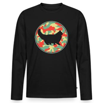 Vintage Persische Katze - Männer Premium Bio Langarmshirt - Schwarz - Vorne - Nico (187cm)