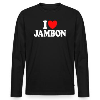 I Love Jambon Aime Le Jambon - T-shirt manches longues Premium bio Homme - noir - Devant - Nico (187cm)