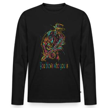 Music Instrument Saxophone Saxophone Jazz MusiK - Men's Premium Organic Long Sleeve Shirt - black - Front - Nico (187cm)