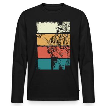 Guitariste de Blues Vintage - T-shirt manches longues Premium bio Homme - noir - Devant - Nico (187cm)