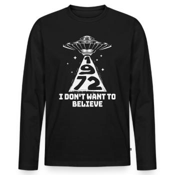 Soucoupe Volante Vintage 1972 50 Ans Anniversaire - T-shirt manches longues Premium bio Homme - noir - Devant - Nico (187cm)