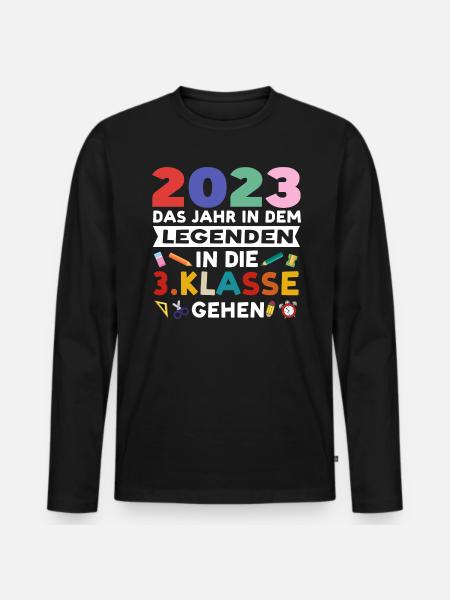 3.Klasse 2023 Anfang Drittklässler Geschenk - Männer Premium Bio Langarmshirt - Schwarz