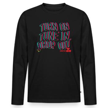 Woodstock Turn On Tune In Drop Out - T-shirt manches longues Premium bio Homme - noir - Devant - Nico (187cm)