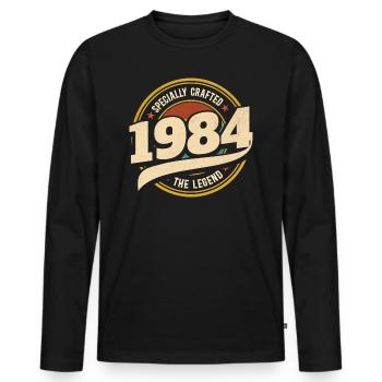 Year 1984 The Legend 40 Years Anniversary - Men's Premium Organic Long Sleeve Shirt - black - Front - Nico (187cm)