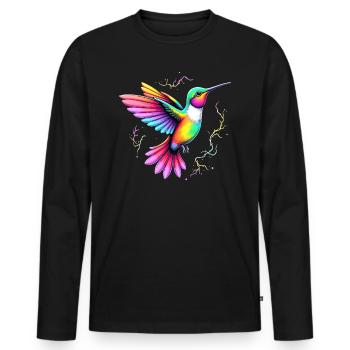 Liebe bunte Kolibris Tie Dye Kolibri - Männer Premium Bio Langarmshirt - Schwarz - Vorne - Nico (187cm)