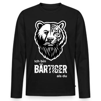BEARDED Bear & Tiger Beard Pun - Men's Premium Organic Long Sleeve Shirt - black - Front - Nico (187cm)