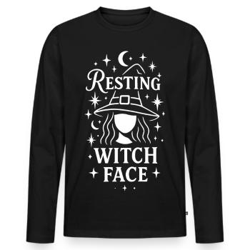Ruhendes Hexengesicht Halloween Kostümdesign - Männer Premium Bio Langarmshirt - Schwarz - Vorne - Nico (187cm)